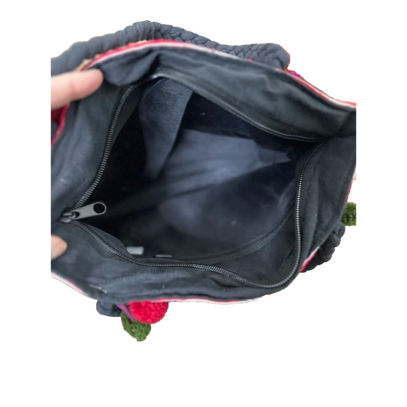 Embroidered 100% Cotton Thailand Boho Hand Bag Shoulder Bag Purse Zipper Pom Pom - Picture 8 of 10